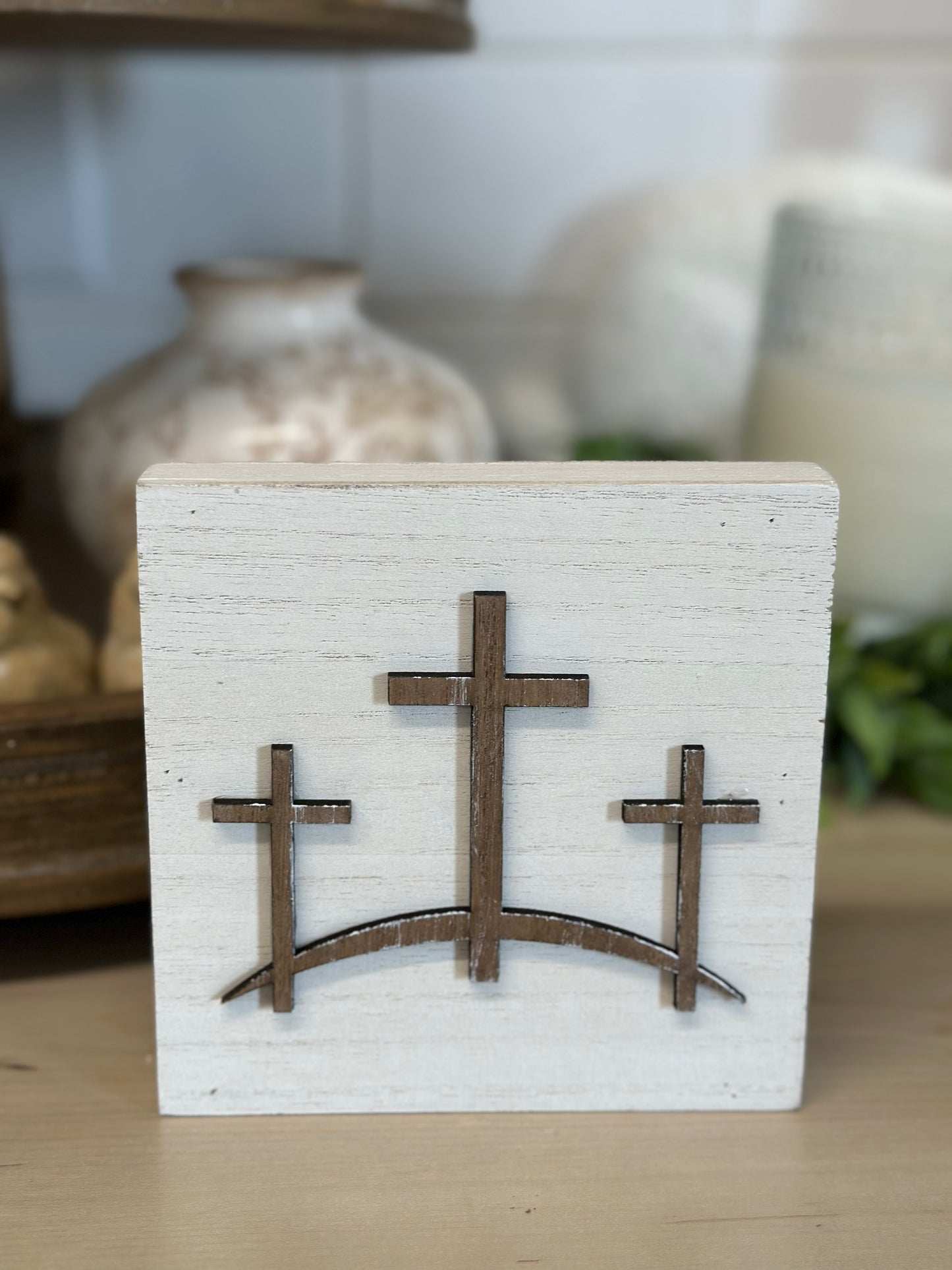Crosses Wood Block SIgn