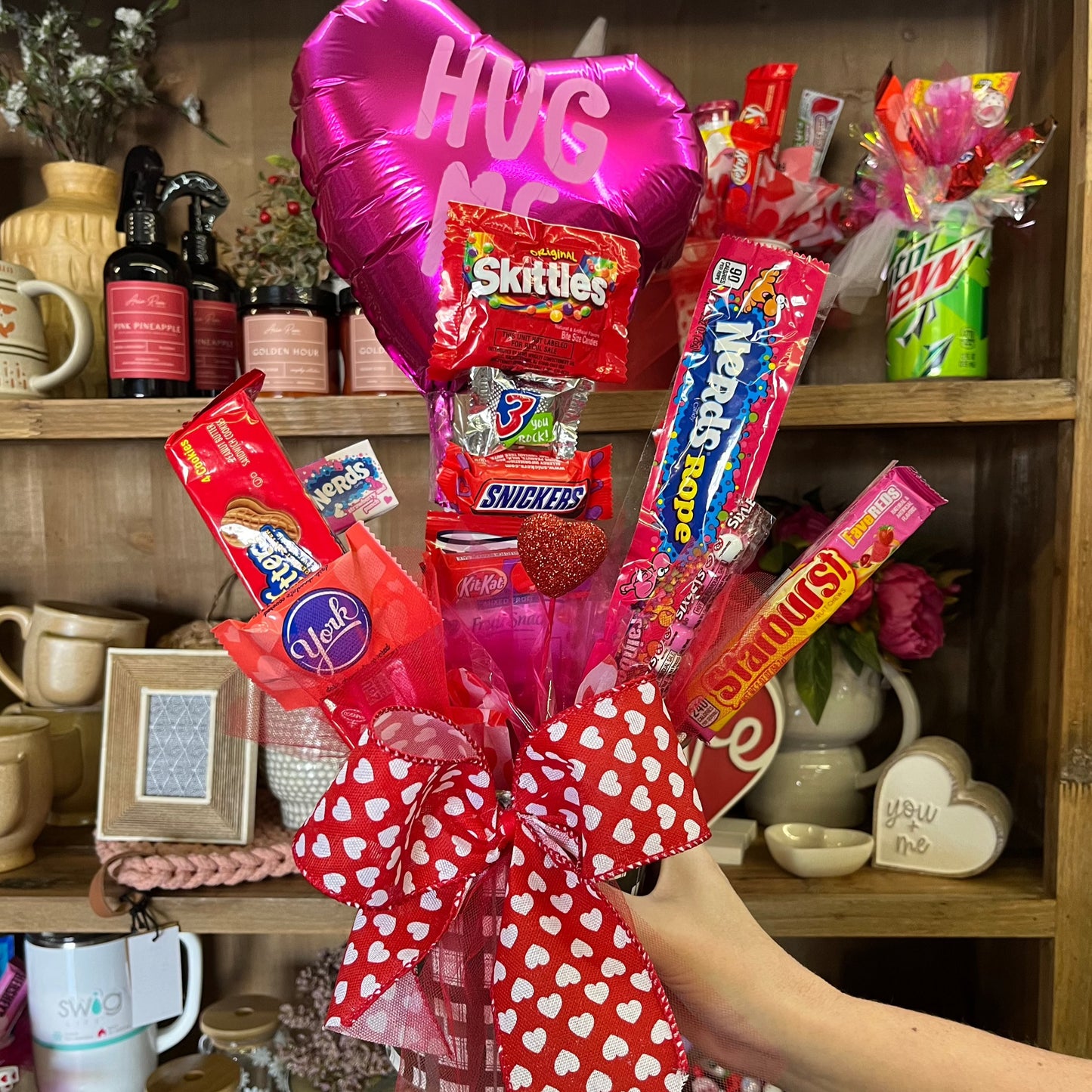 Valentines Day Plaid Bucket Gift Bouquet Preorder