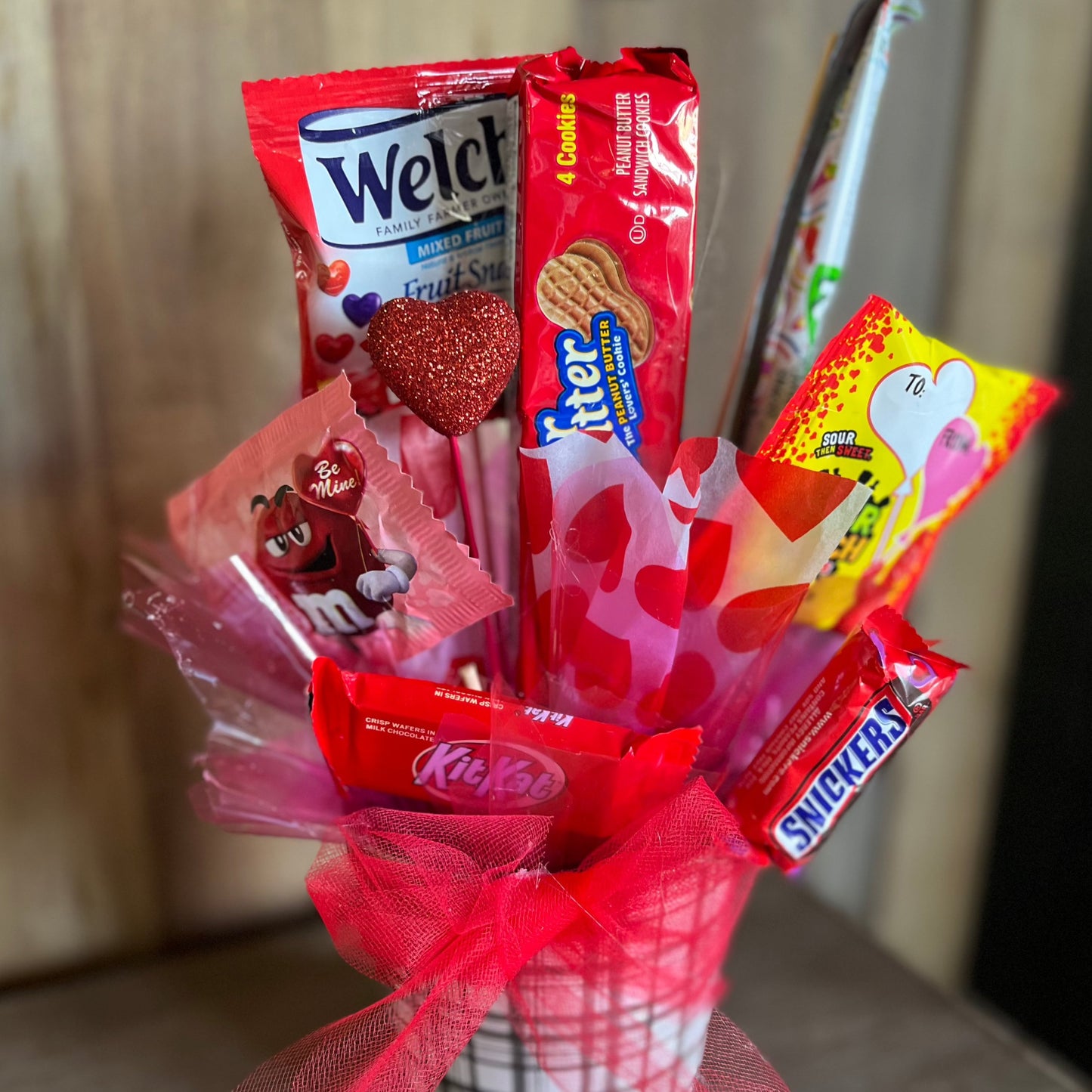Valentines Day Plaid Bucket Gift Bouquet Preorder