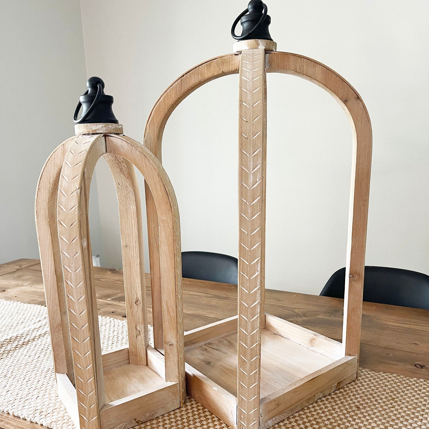 Carved Wood Lanterns - 2 Sizes