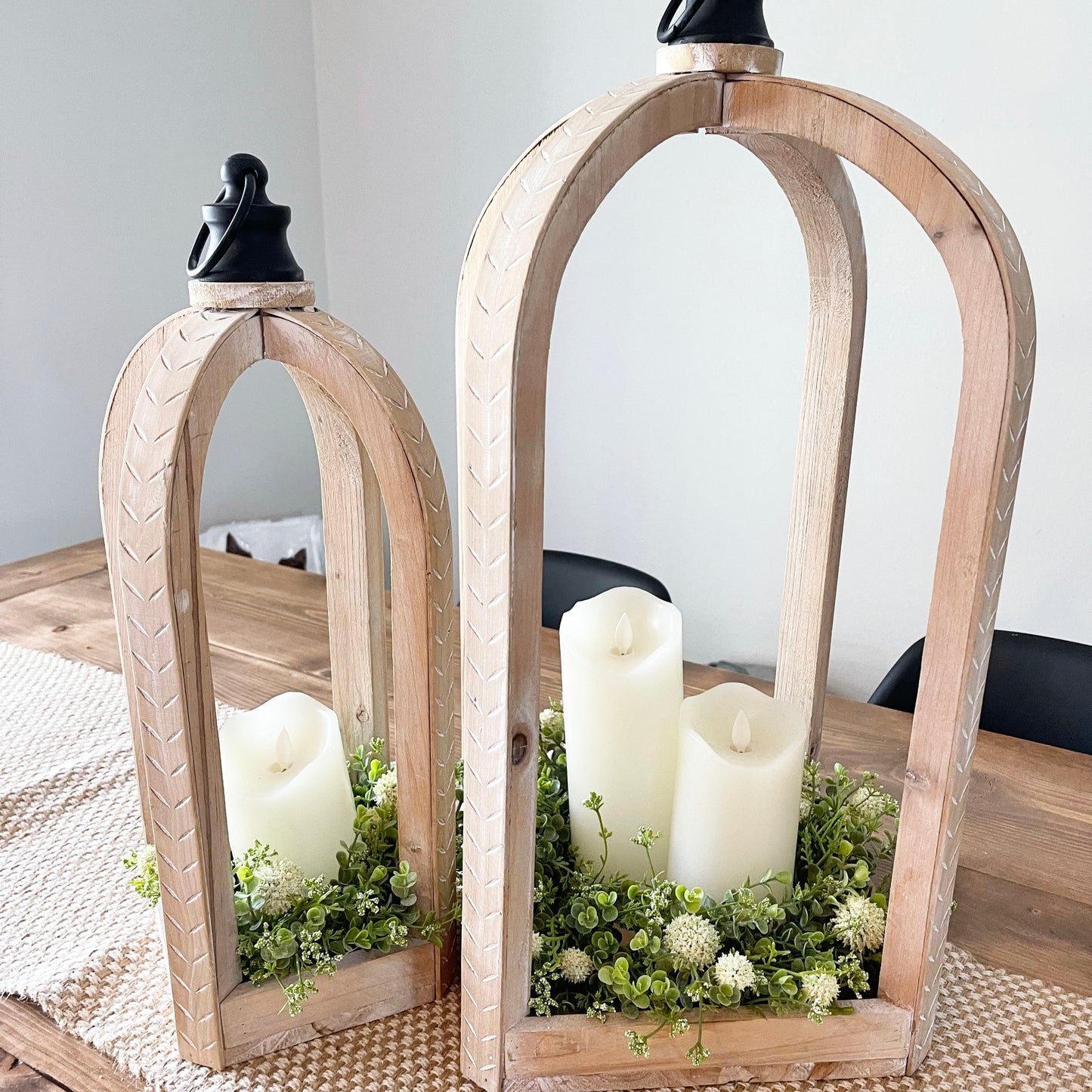 Carved Wood Lanterns - 2 Sizes