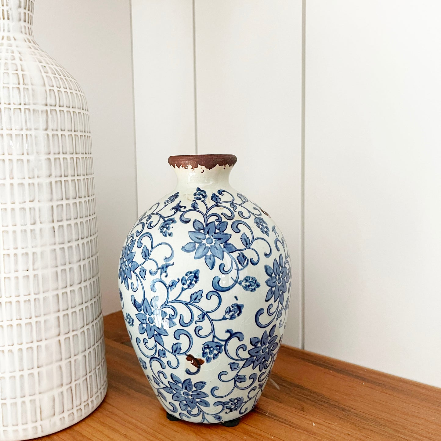 Vintage Blue Floral Vases