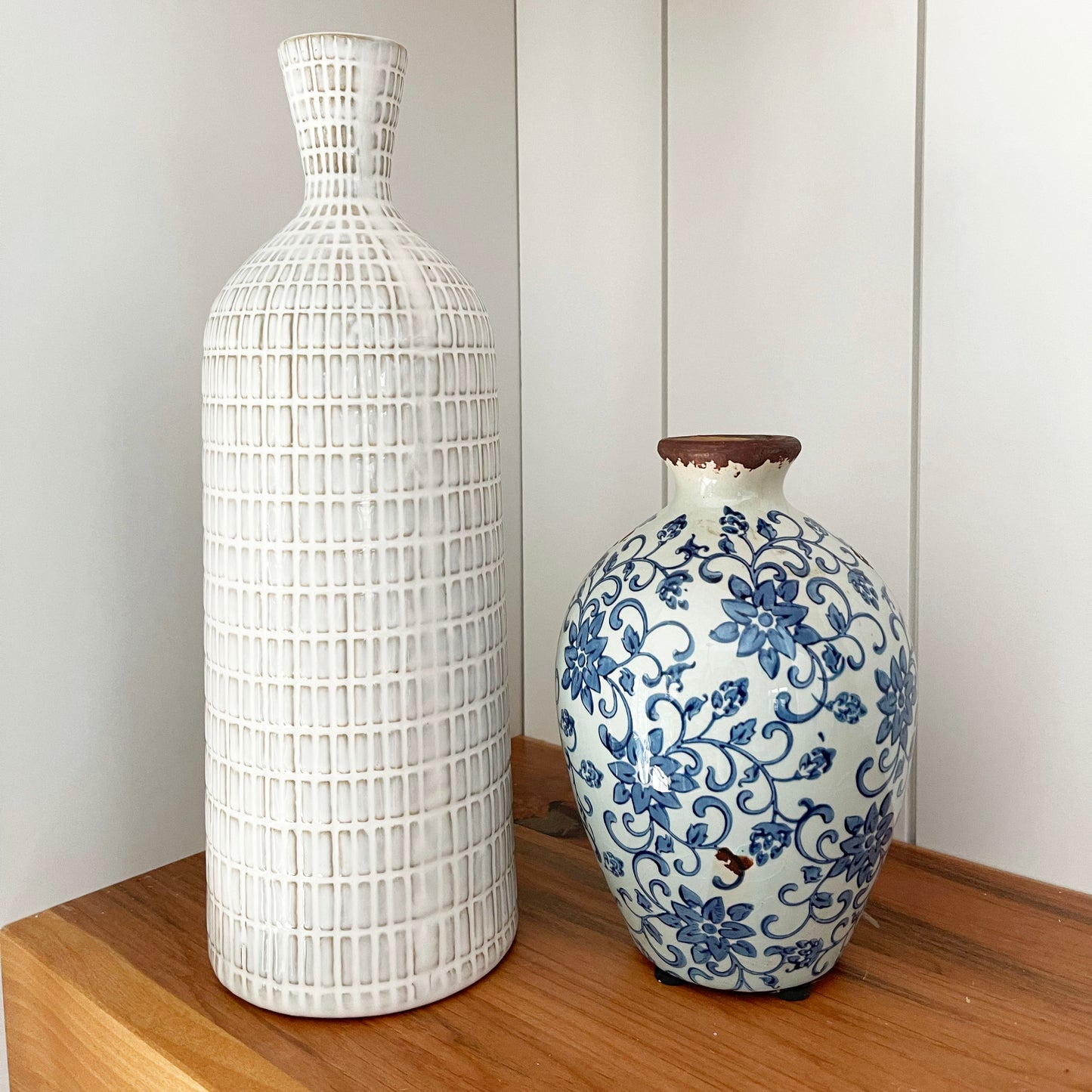 Vintage Blue Floral Vases
