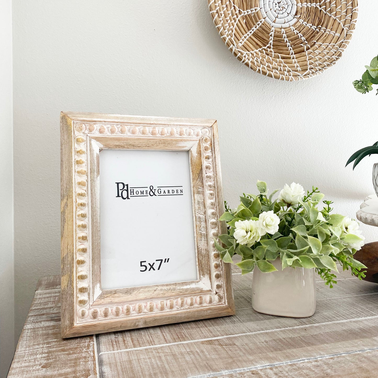 Wood Beaded Photo Frame