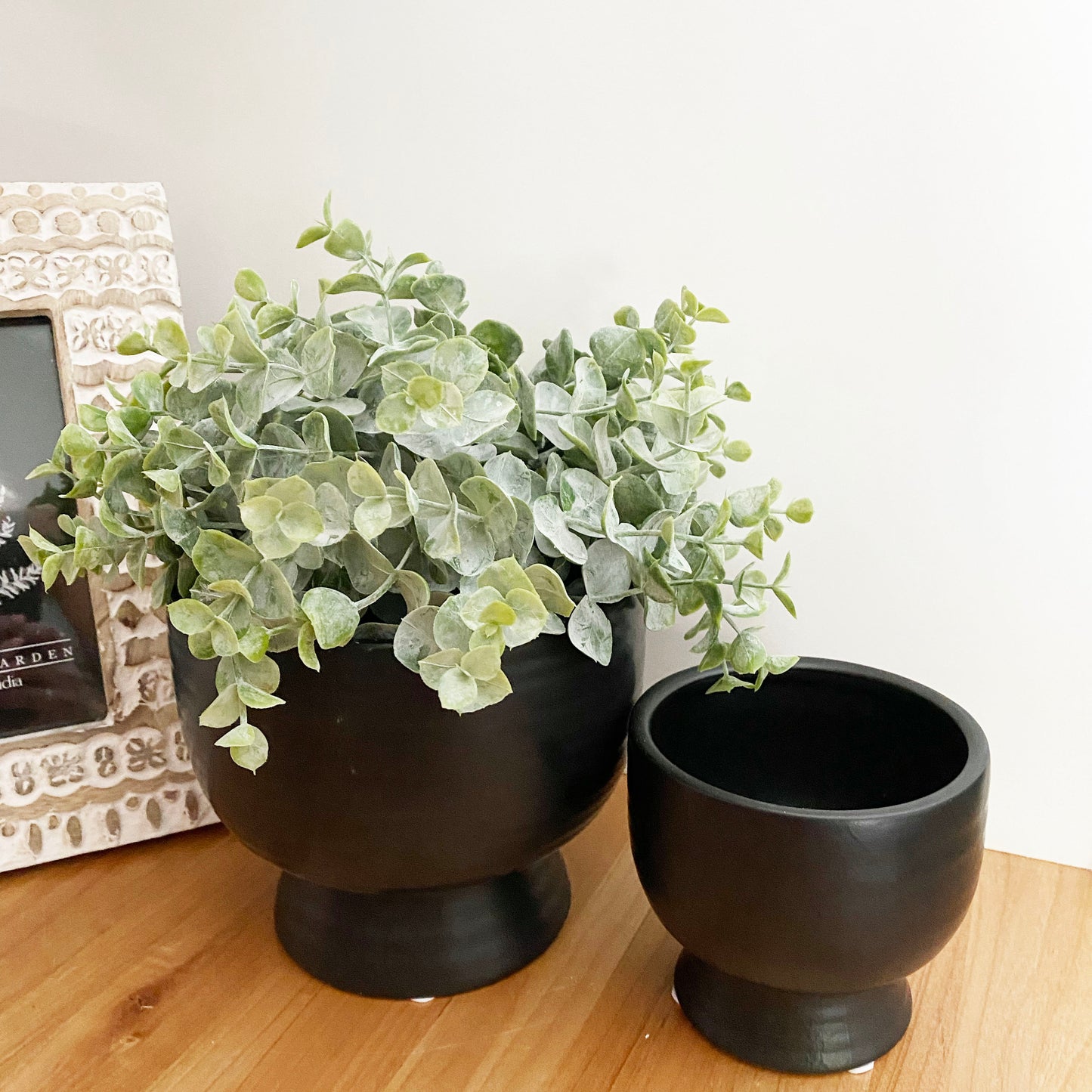 Black Round Planters Set of Two