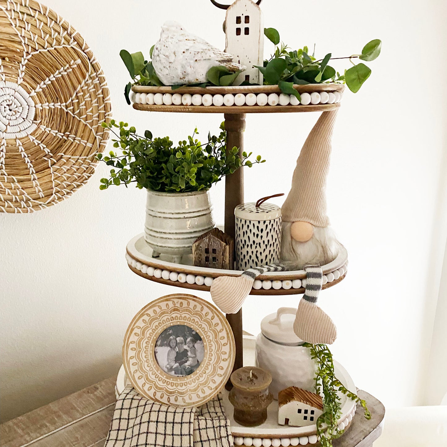White Oval Three Tiered Tray