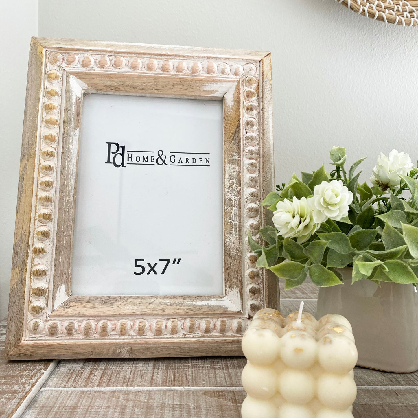Wood Beaded Photo Frame