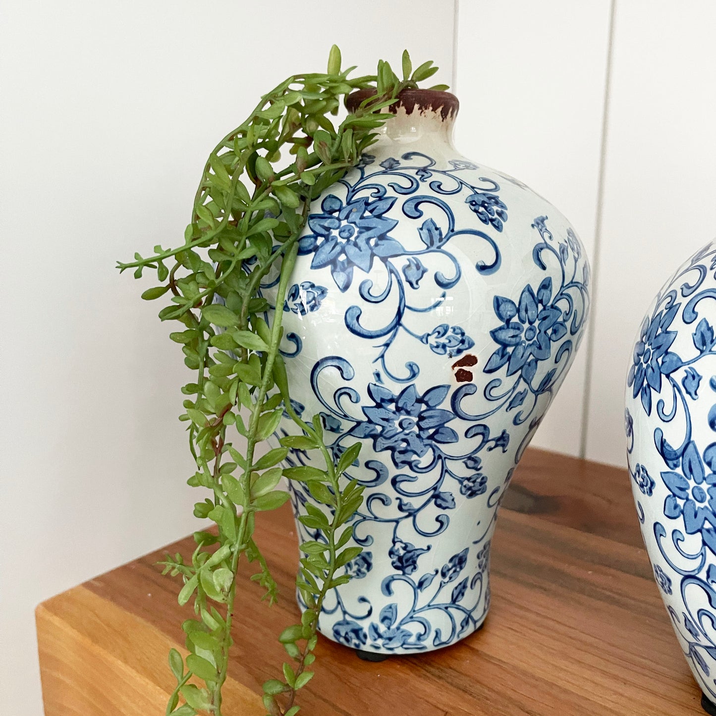 Vintage Blue Floral Vases