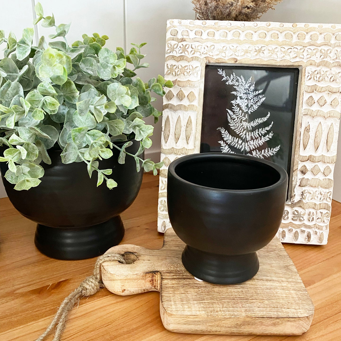 Black Round Planters Set of Two