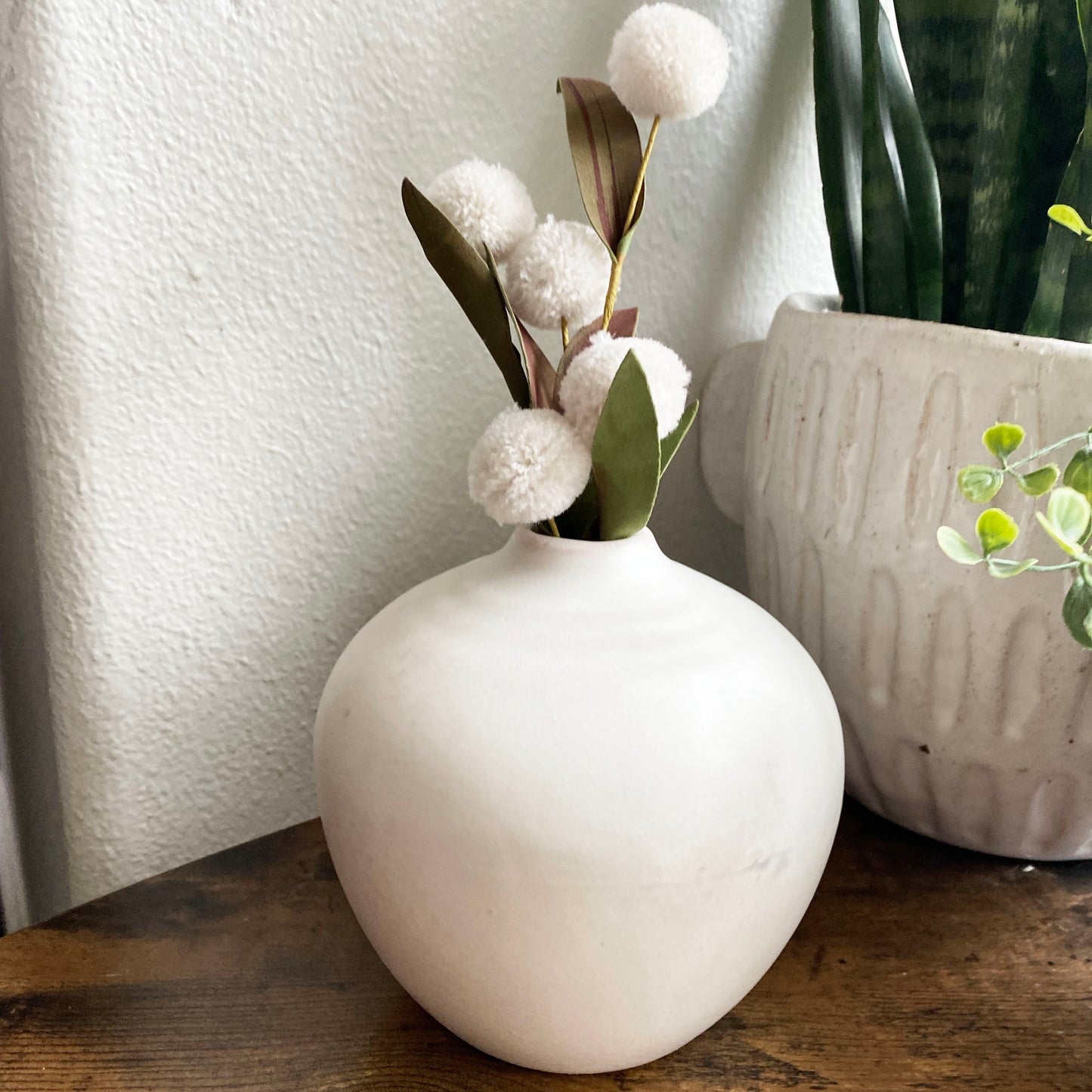 White Matte Ball Vase