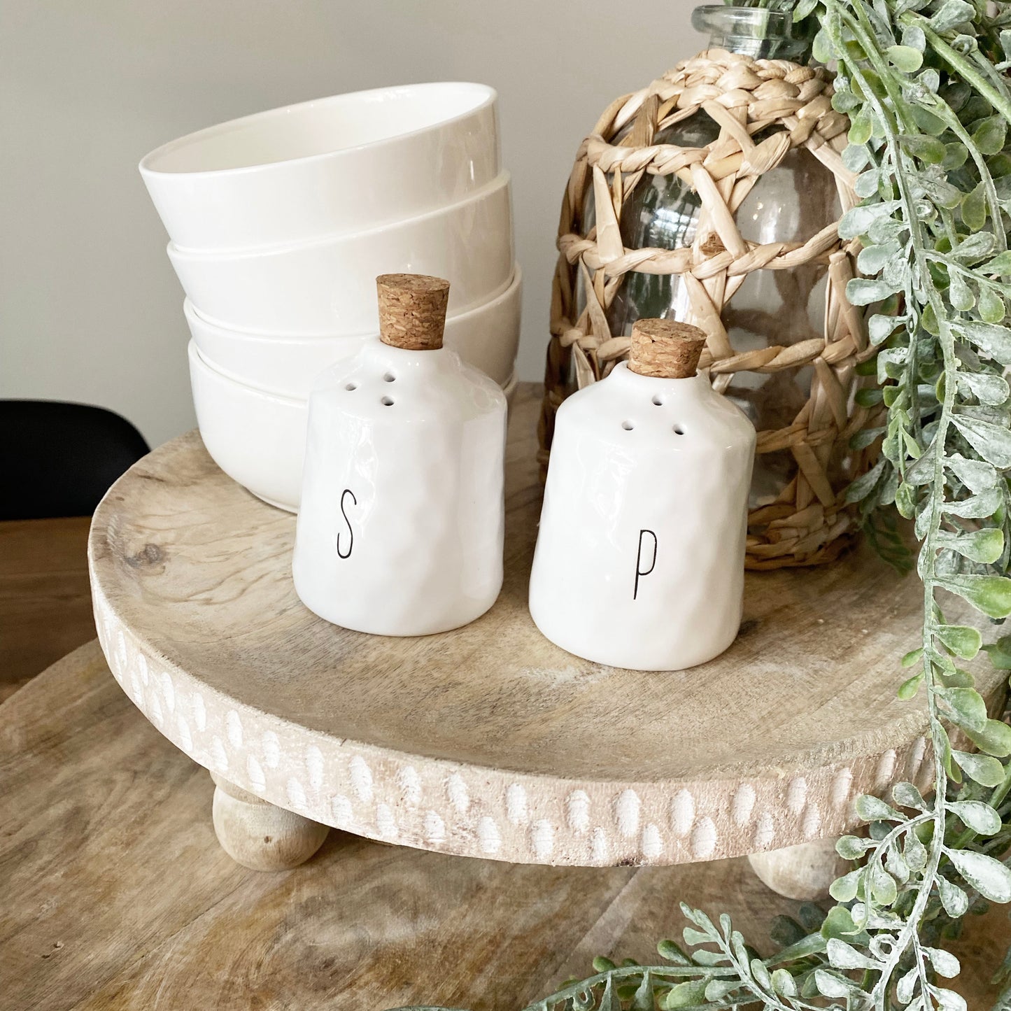 White Salt & Pepper Shaker with Cork