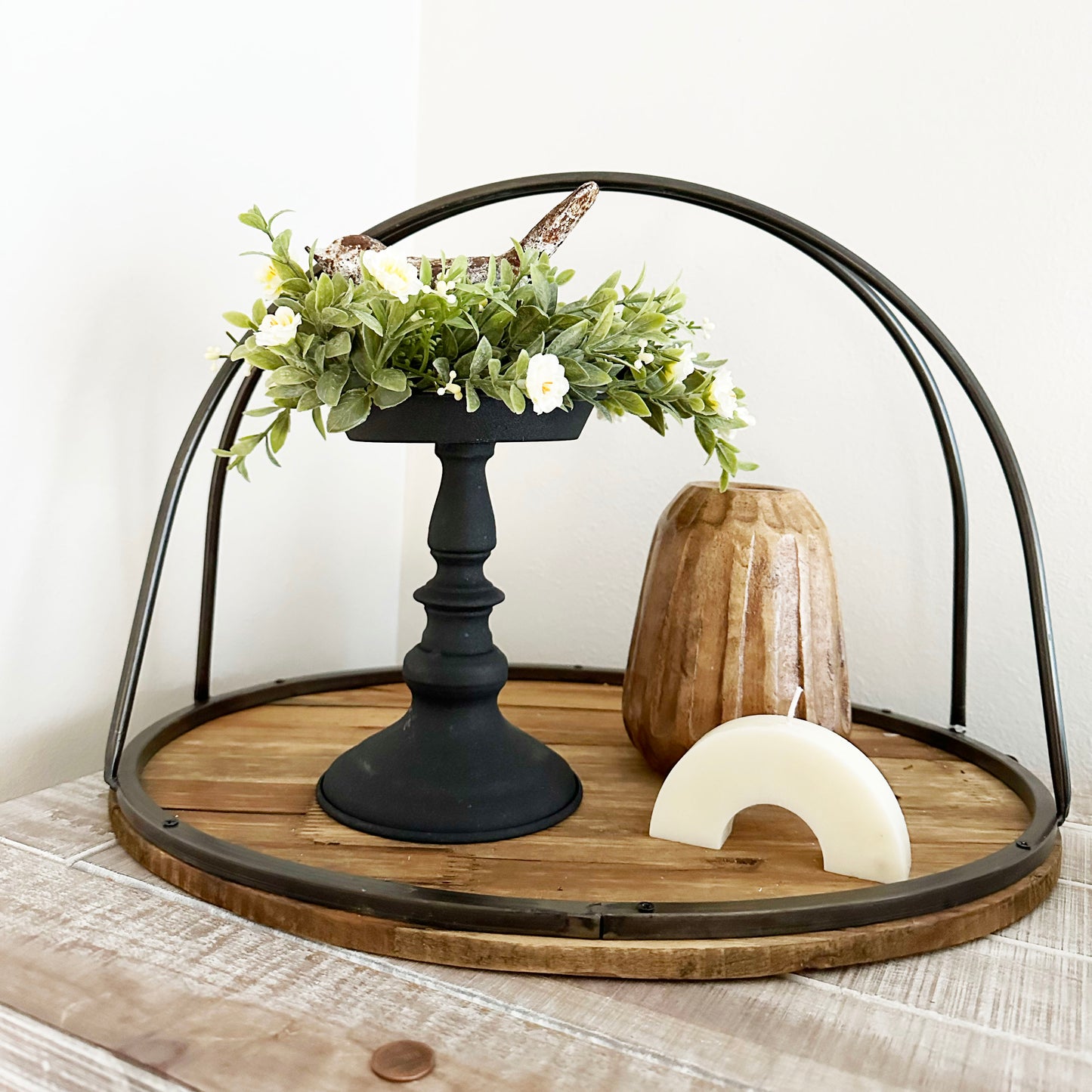 Carved Wood Short Vase
