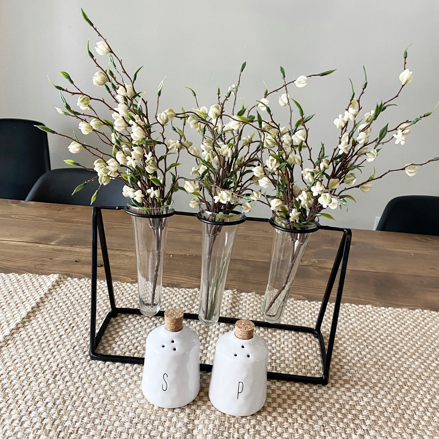 White Salt & Pepper Shaker with Cork