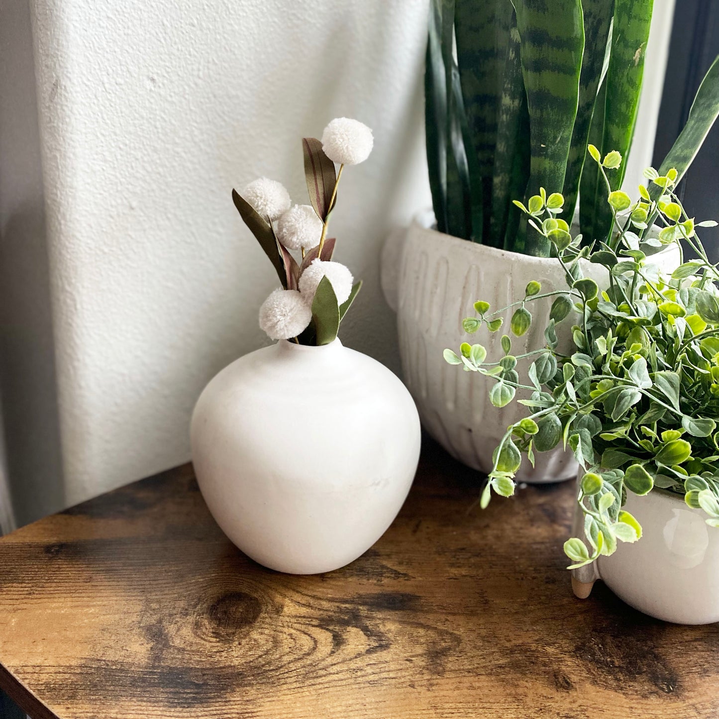 White Matte Ball Vase