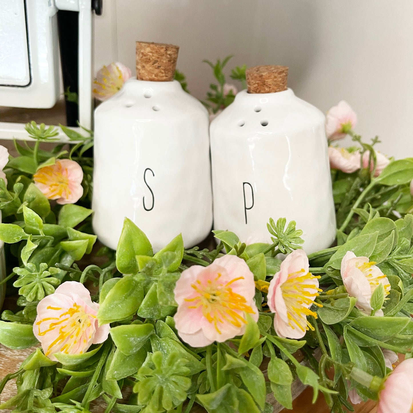 White Salt & Pepper Shaker with Cork