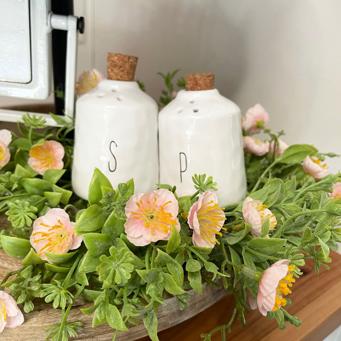 White Salt & Pepper Shaker with Cork