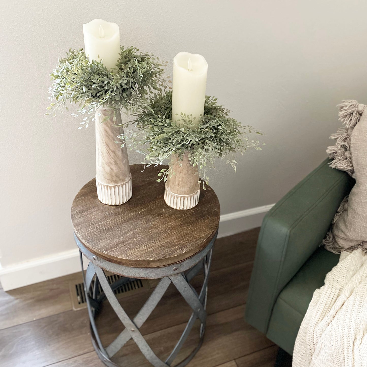 Carved Wood Candle Stands - 2 Options
