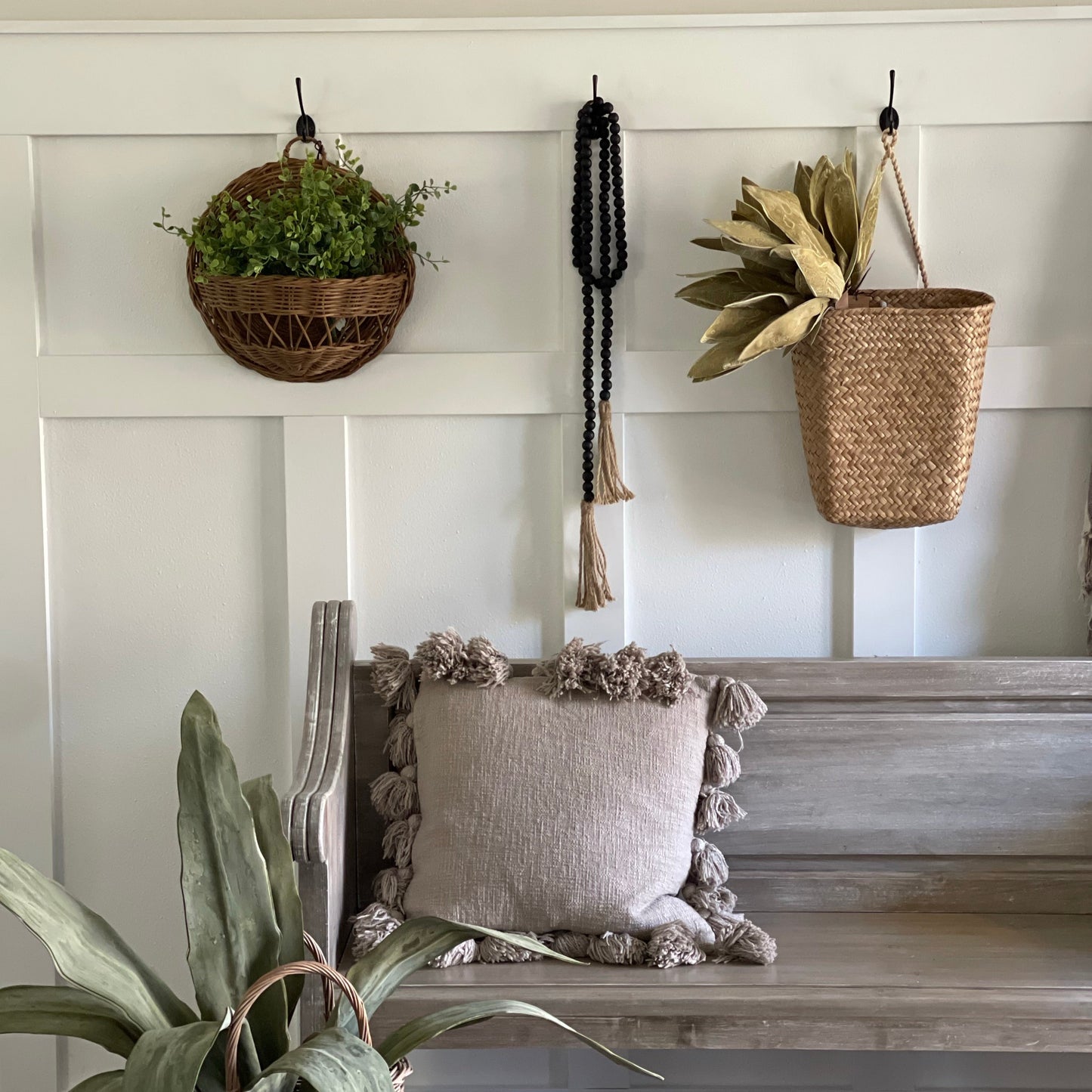 Round Rattan Wall Basket