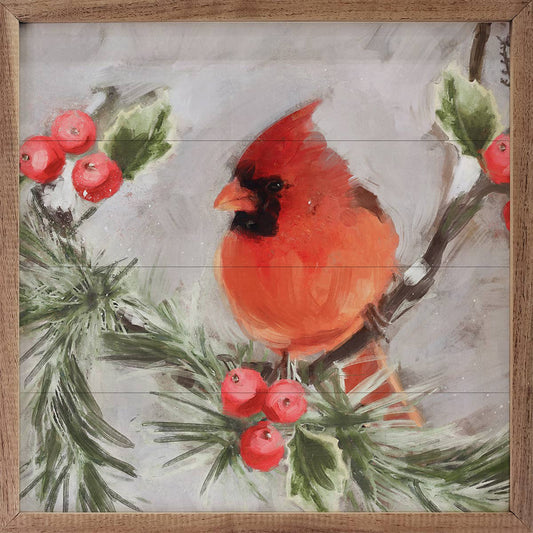 Cardinal 1 Looking Left By Nina Blue: 4 x 4 x 1