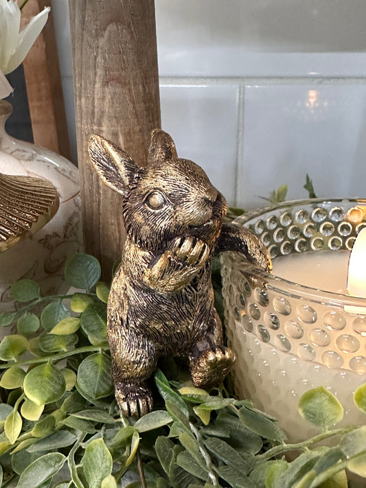 Flower pot hanger bunny rabbit bronze gold