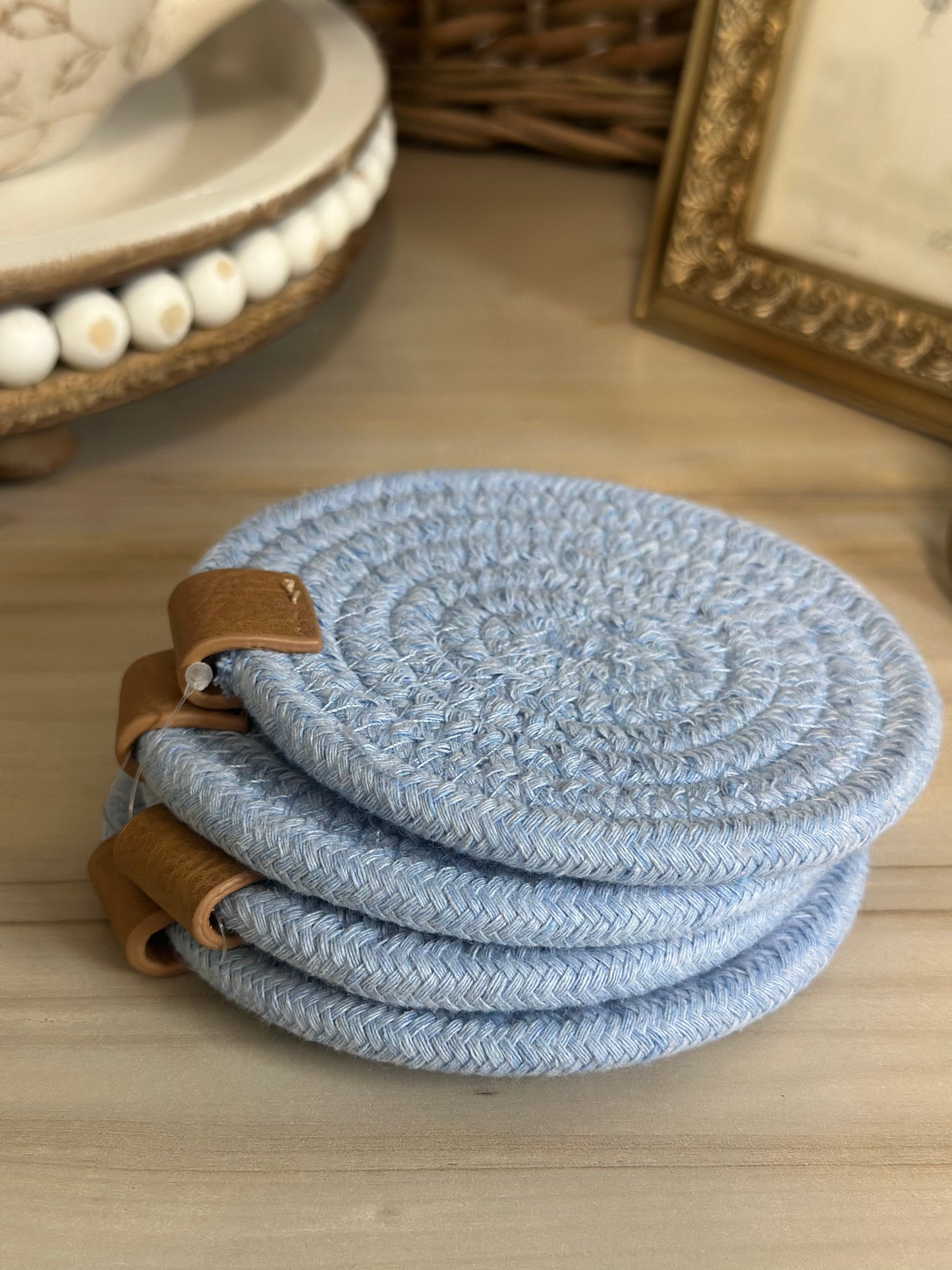 Blue Fabric Coaster Set