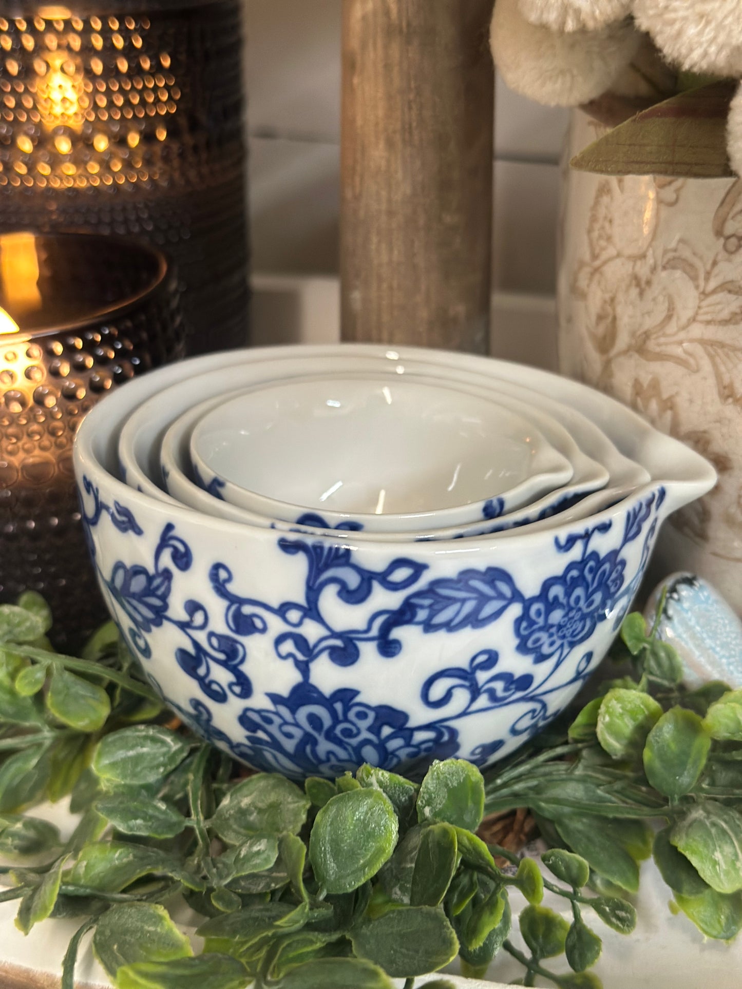 Blue Floral Measuring Cup Set