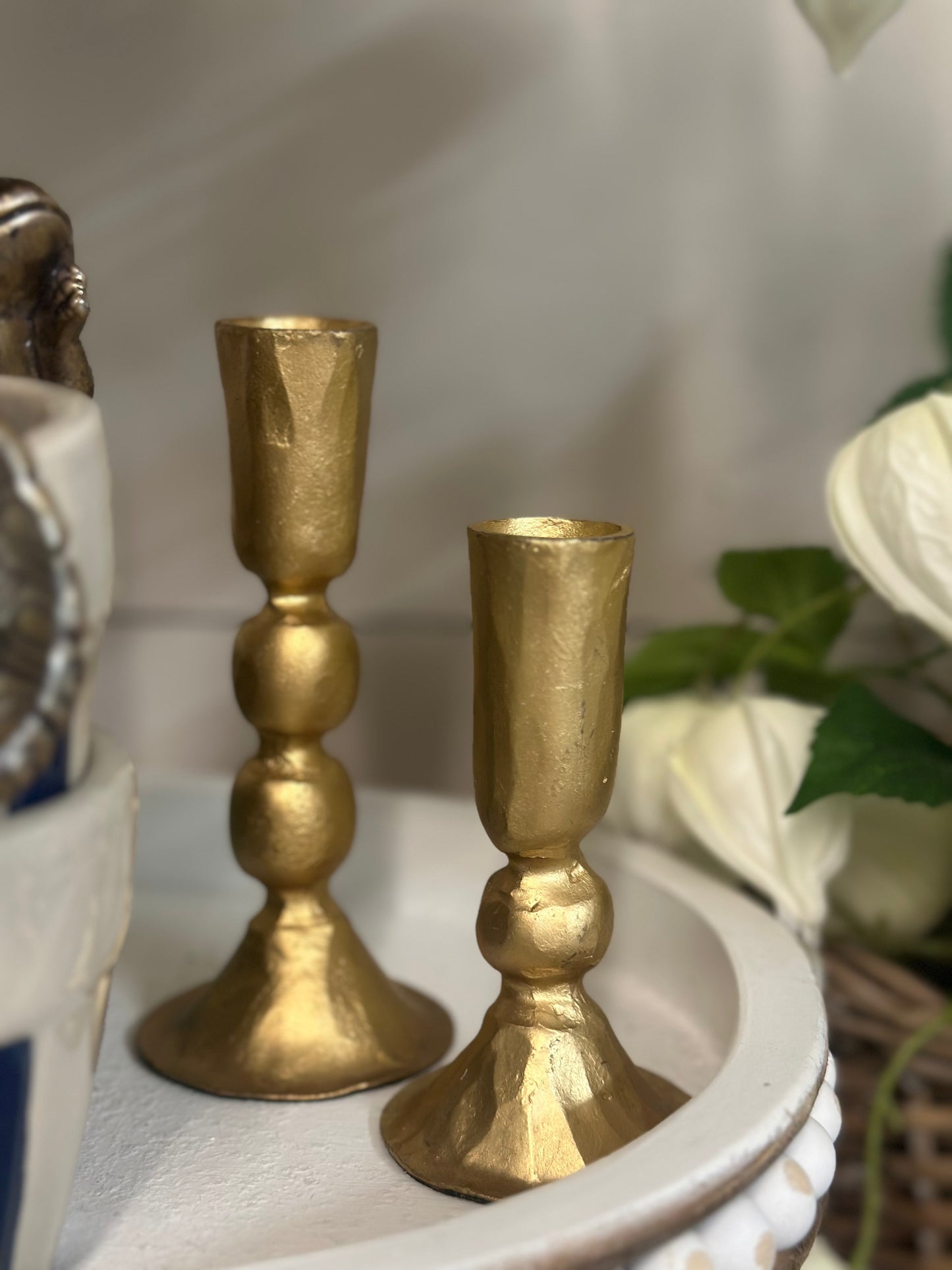 Gold Taper Candle Holder Set