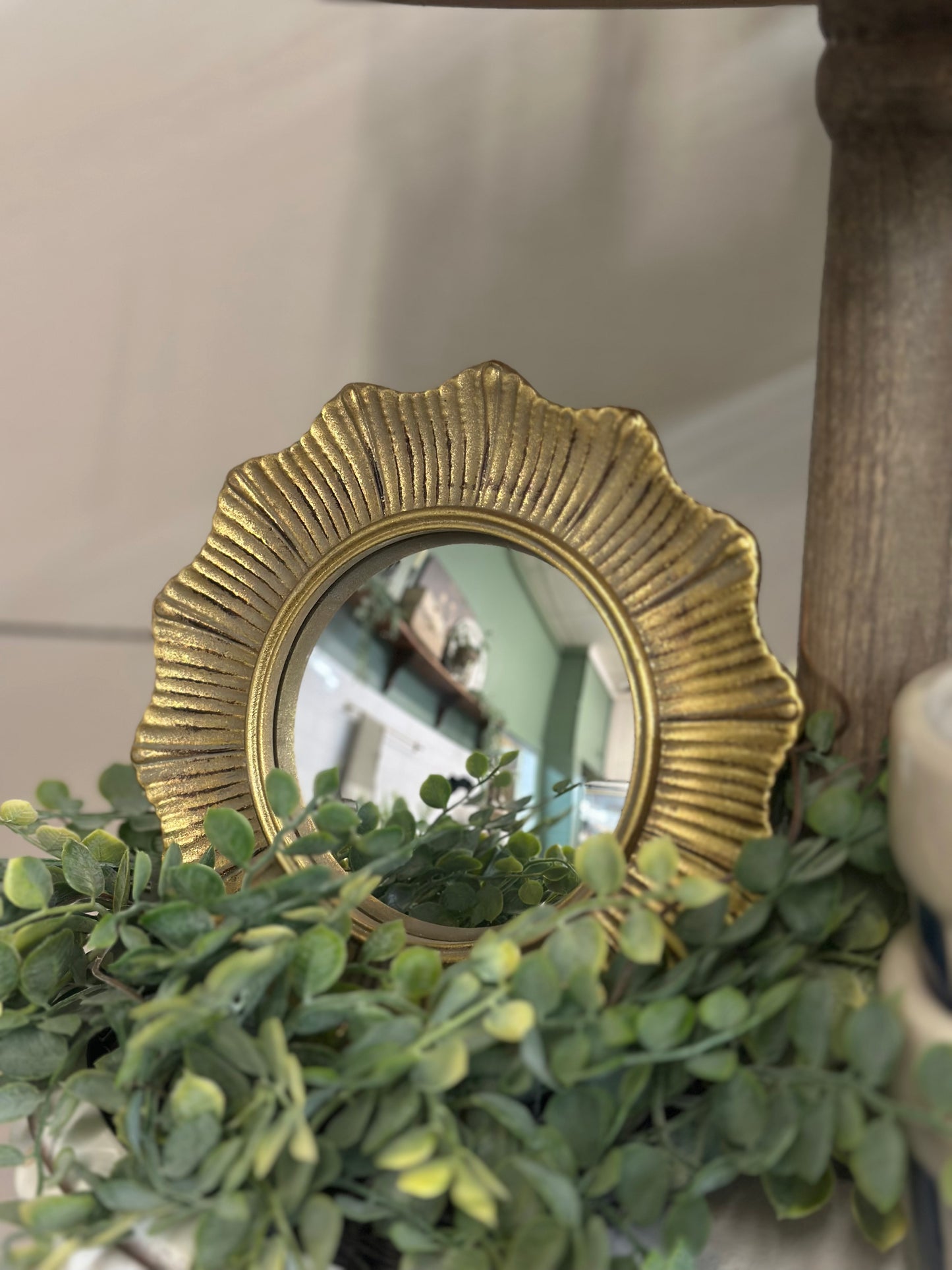 Gold Round Mirror