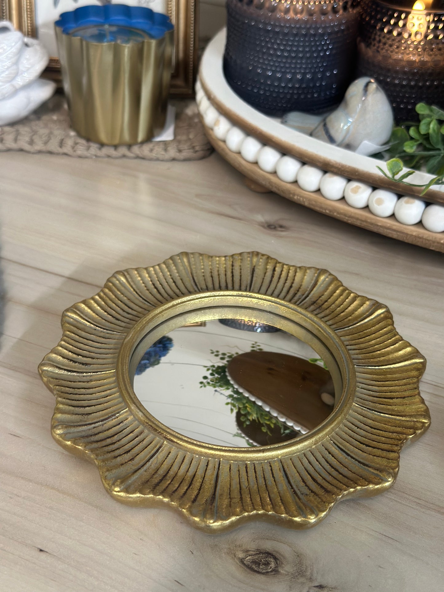 Gold Round Mirror