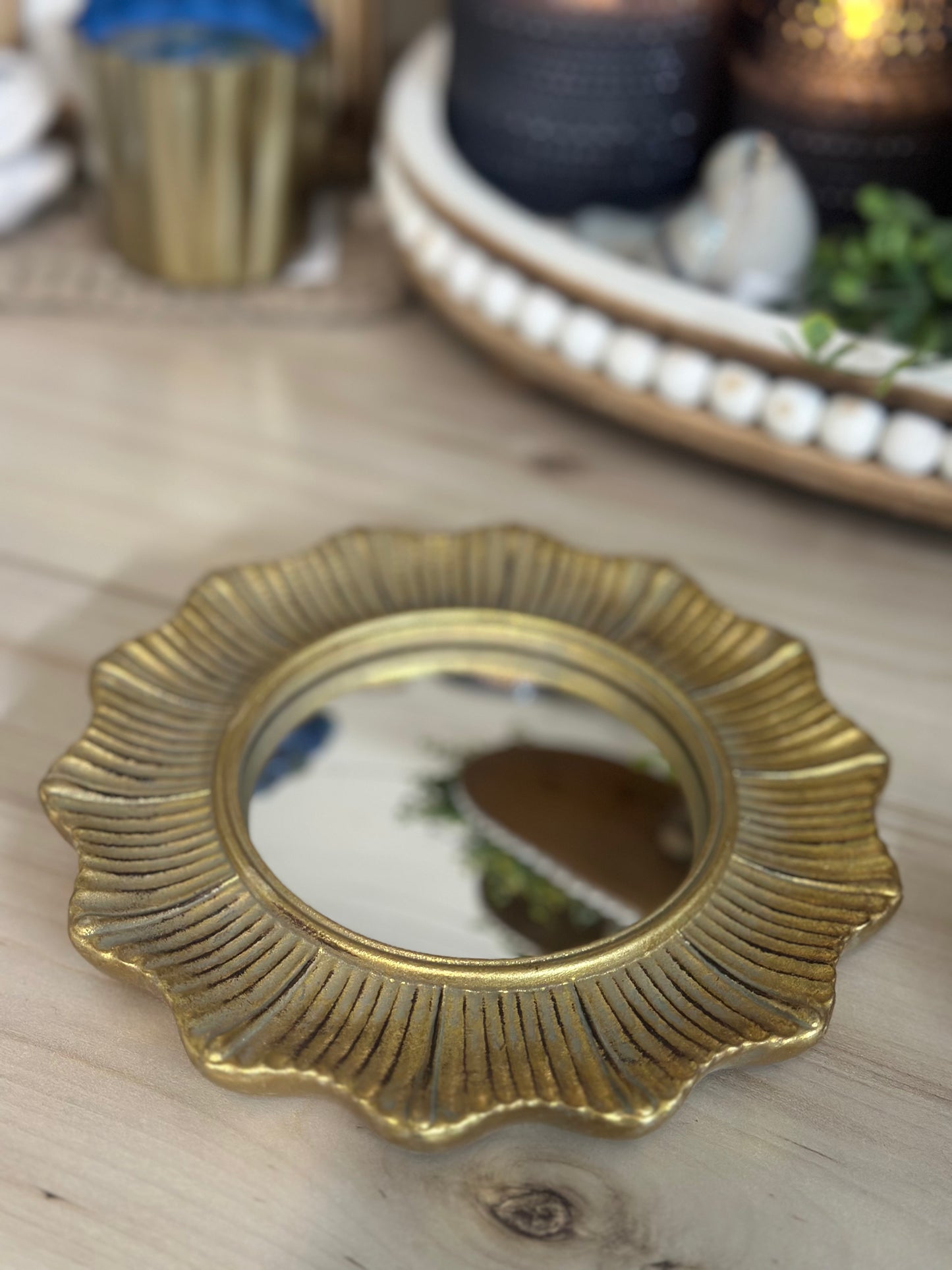 Gold Round Mirror