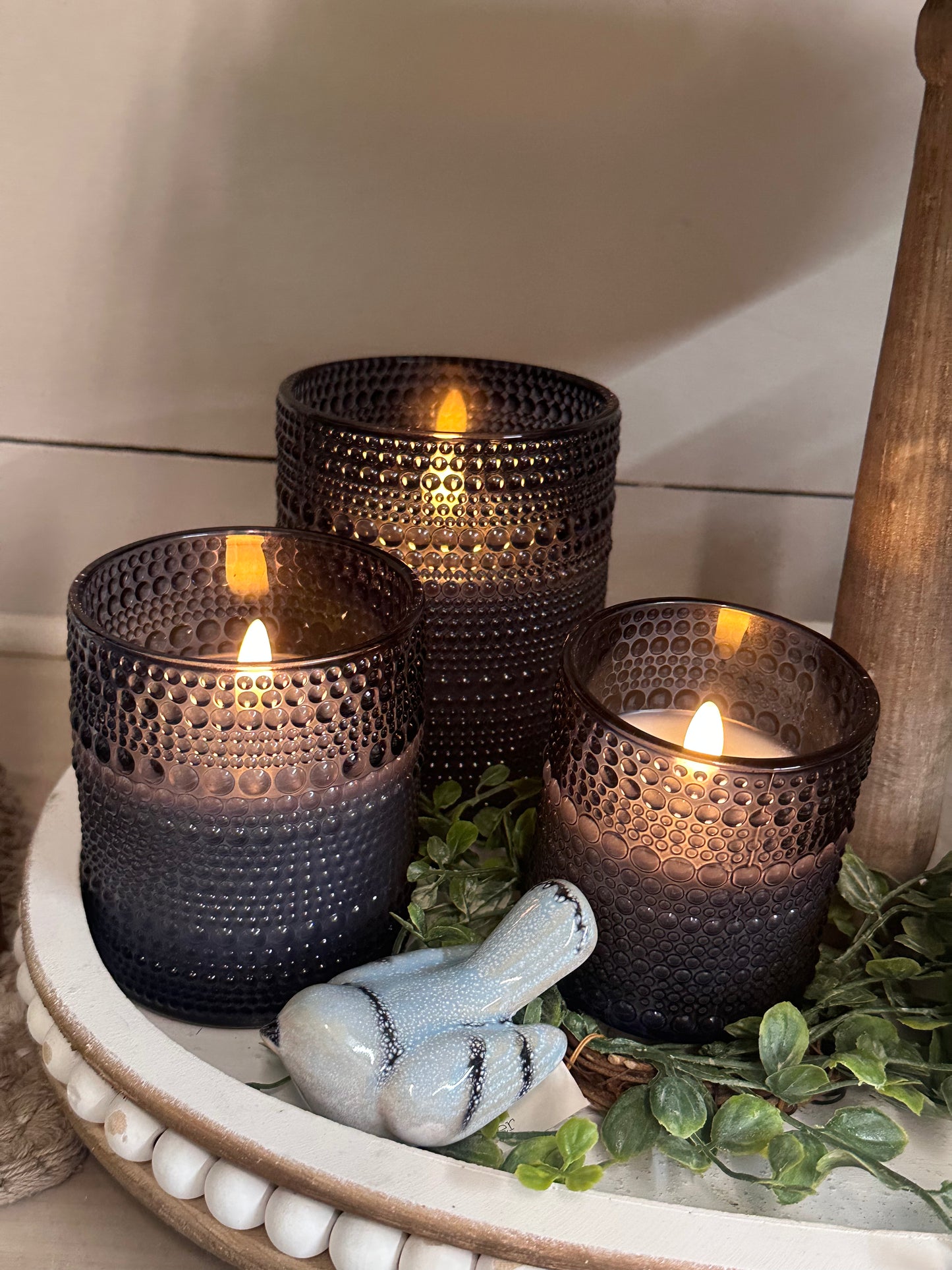 Dark Navy Dotted LED Candle