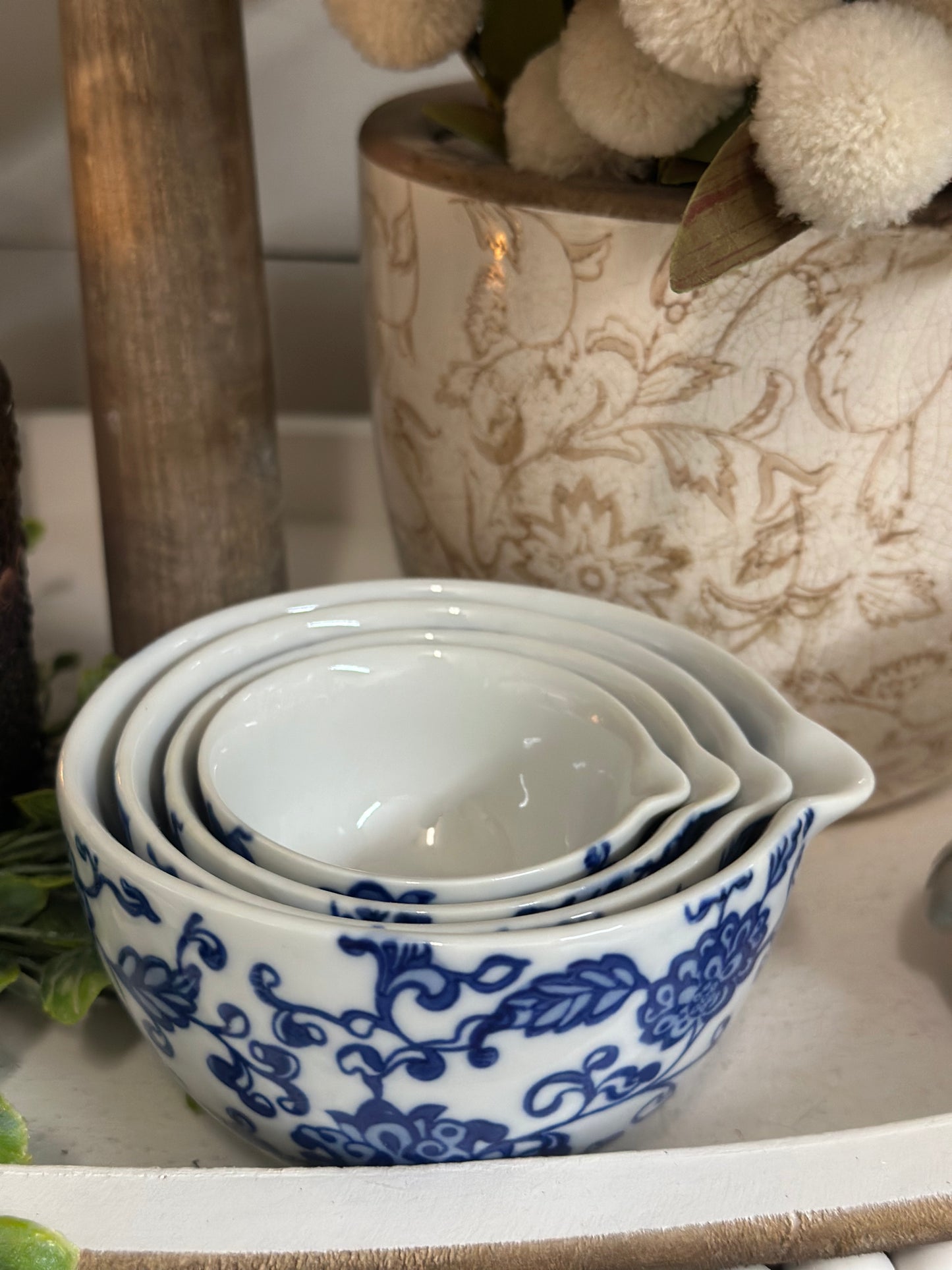 Blue Floral Measuring Cup Set
