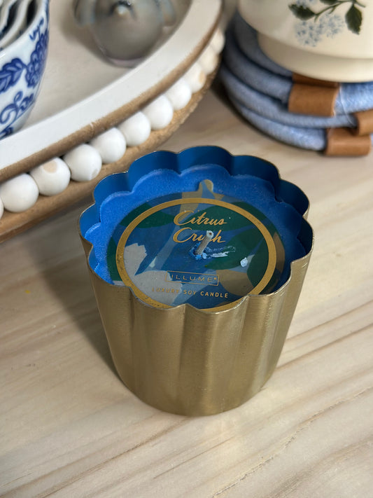 Blue Scalloped Candle - Citrus Crush