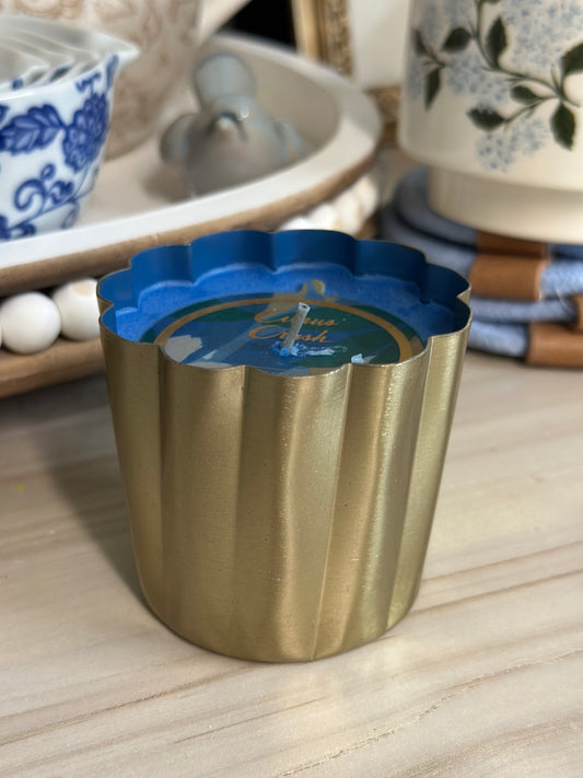 Blue Scalloped Candle - Citrus Crush