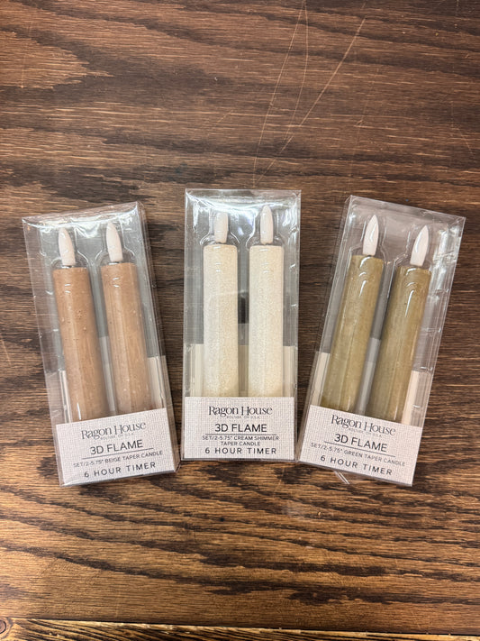 6" 3D FLAME TAPER CANDLE SET - MUTIPLE TO CHOOSE