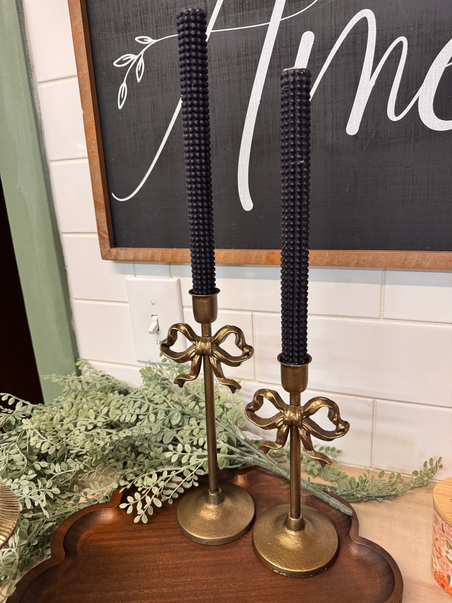 Bow Taper Candle Holder Set