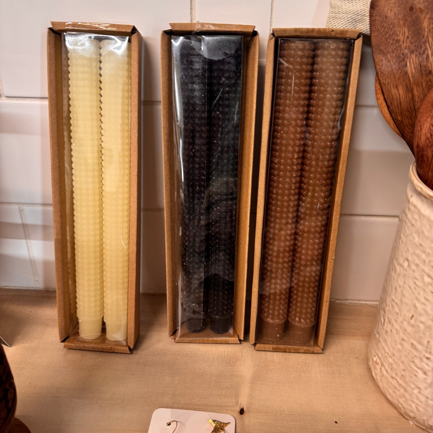 Hobnail Taper Candle Set