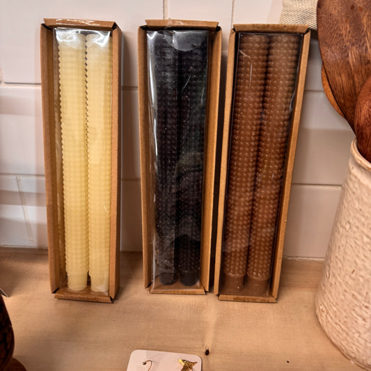 Hobnail Taper Candle Set