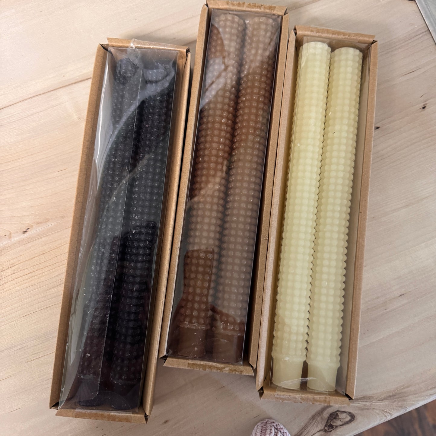 Hobnail Taper Candle Set