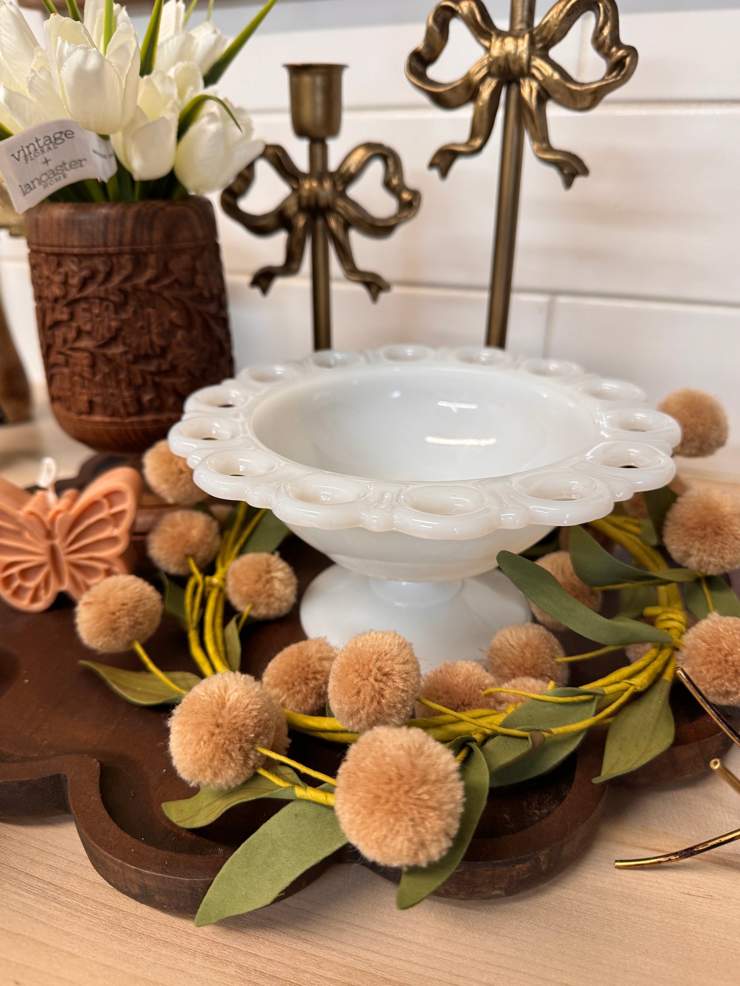 VIntage Milk Glass scalloped edge dish