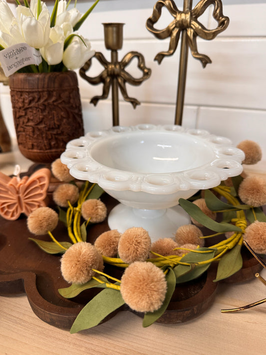 VIntage Milk Glass scalloped edge dish