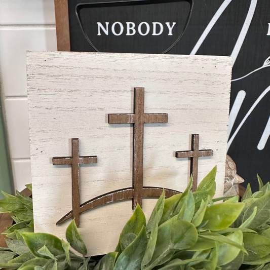 Crosses Wood Block SIgn