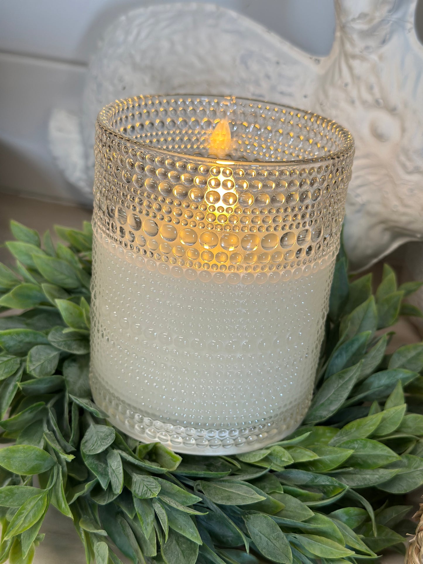 Dotted Glass Flicker Candle