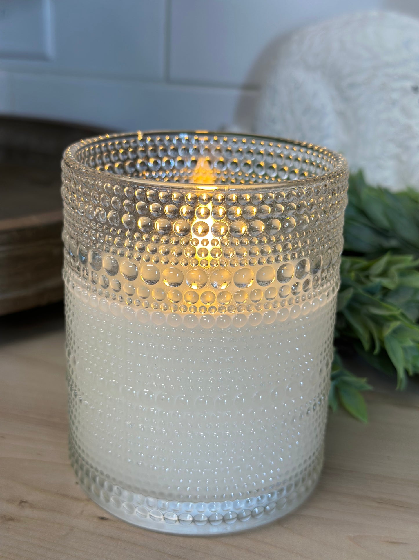 Dotted Glass Flicker Candle