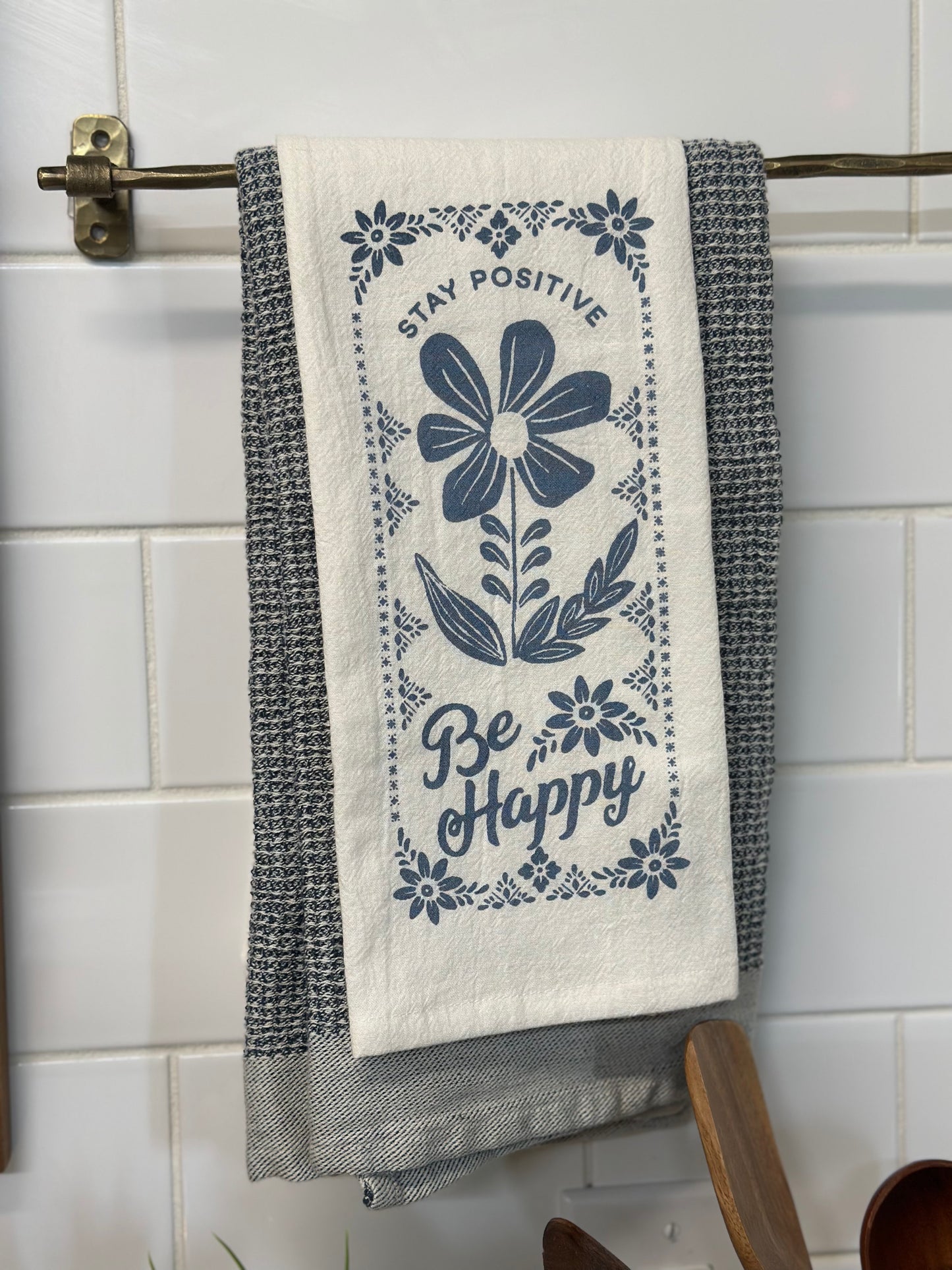 Blue Be Positive Kitchen Towel