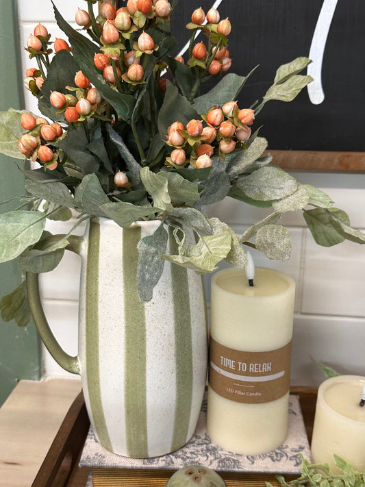 102 Green Striped Vase