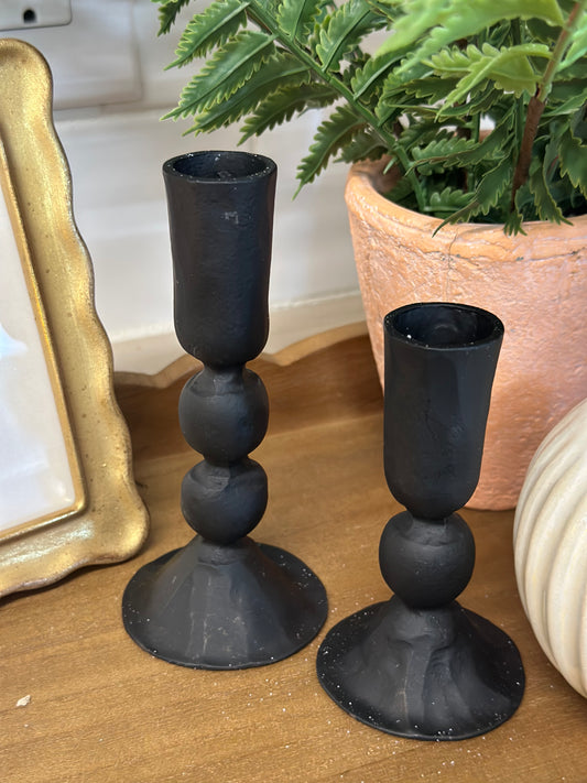 Black Candle Holders Set