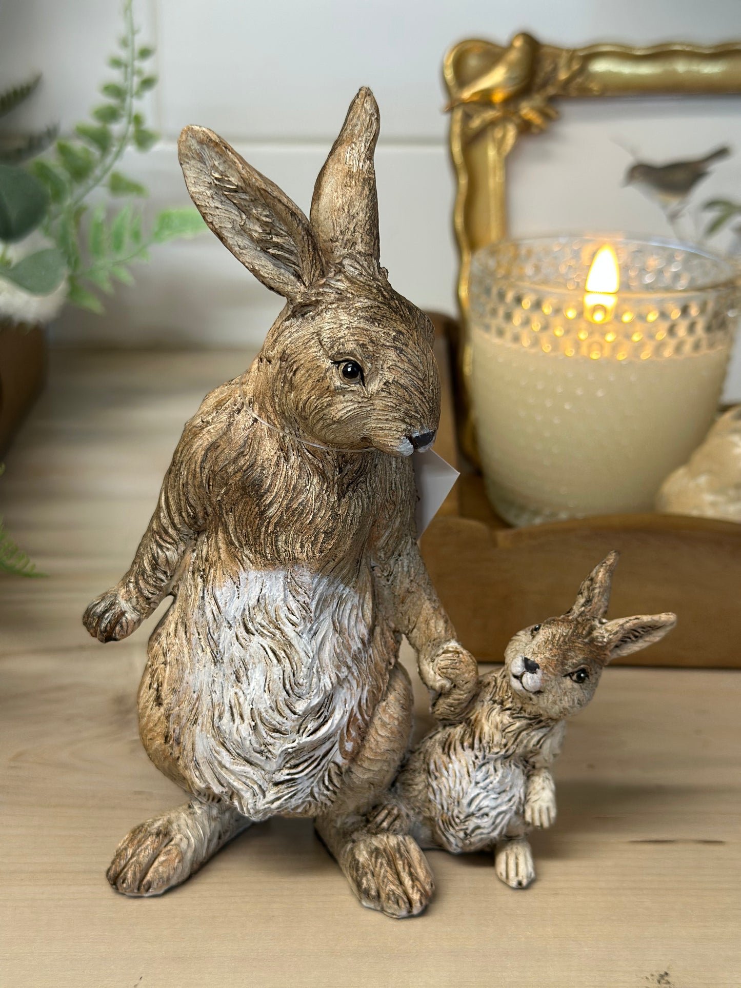 Rabbit with bunny figurine