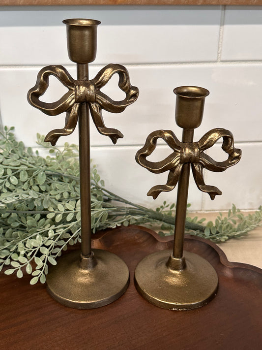 Bow Taper Candle Holder Set