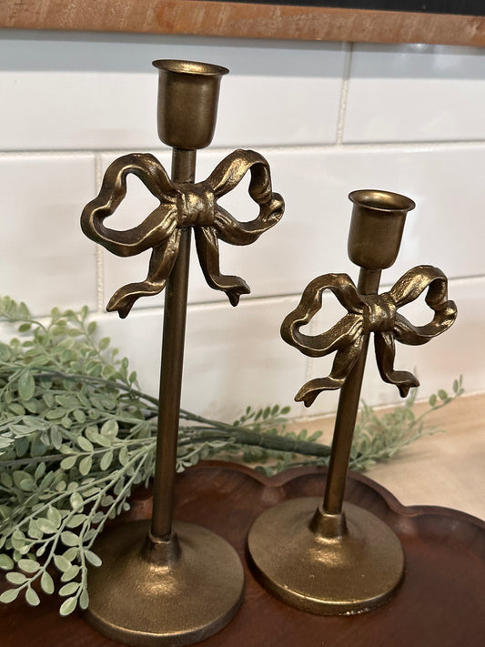Bow Taper Candle Holder Set